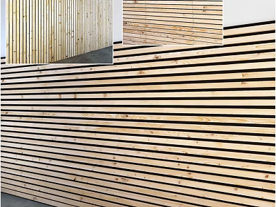 Wooden Striped Wall Decor Modern Horizontal Planks Design For Interior Spaces 3d model