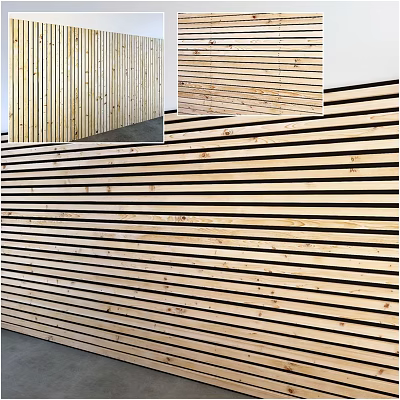 Wooden Striped Wall Decor Modern Horizontal Planks Design For Interior Spaces 3d model