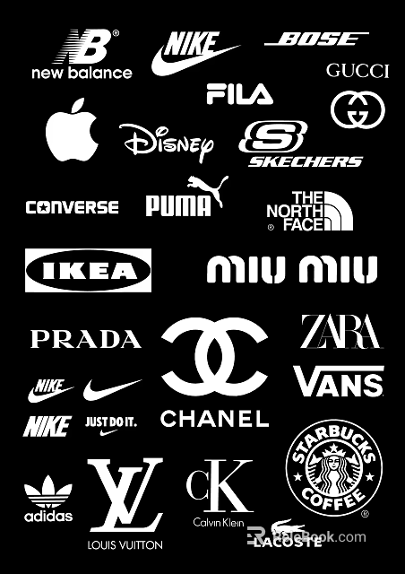 Collection Of Famous Brand Logos Including Nike Chanel And IKEA 3d model 