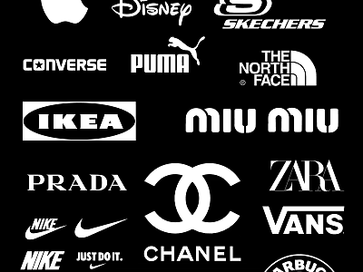 Collection Of Famous Brand Logos Including Nike Chanel And IKEA 3d model
