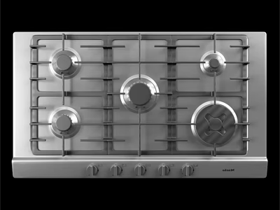 Stainless Steel Gas Cooktop With Multiple Burners And Control Knobs For Kitchen 3d model