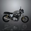 Vintage Style Motorcycle with Gray White Body Black Seat Yellow Shock Absorbers Silver Exhaust Pipe
