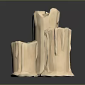 Three Unique Shaped Beige Candles With Melted Drip Texture On Black Smooth Surface Grey Background