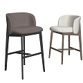 Modern Fabric Upholstered Bar Stools With Curved Backrest Gray Light Gray Seats And Wooden Legs