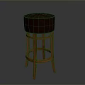Sturdy Modern Bar Stool With Wooden Frame And Burgundy Padded Seat