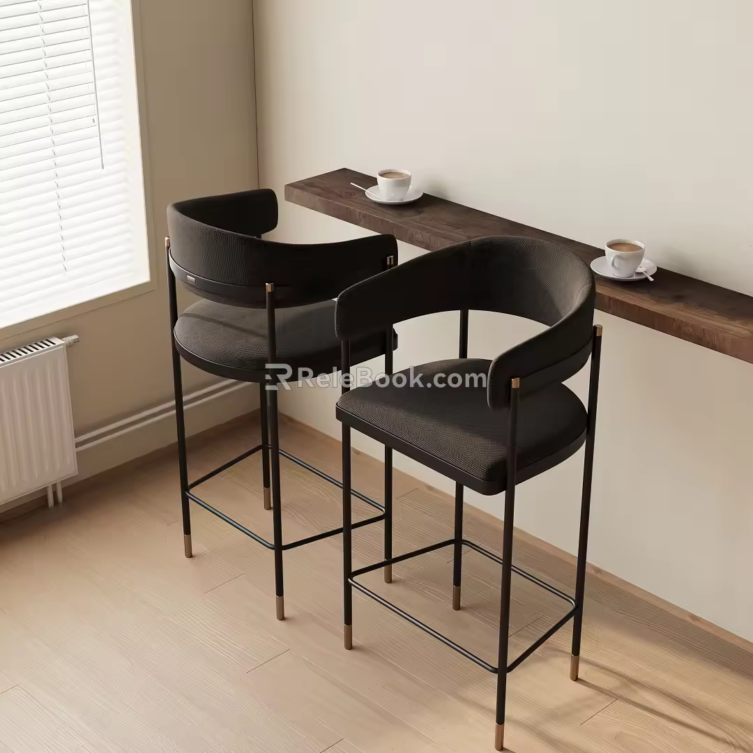Modern Bar Chair Combination Bar Chair 3d model