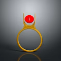 Modern Home Decorative Clock With Yellow Ring And Red Circular Dial 3d model