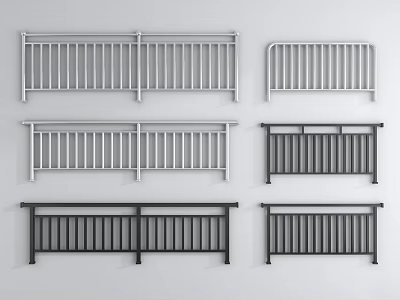 Various Fence Designs With Diverse Rail Patterns And Color Options 3d model