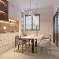 Modern Living and Dining Area With Beige Sofa Round Coffee Table And Large Window