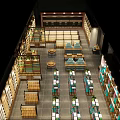 Colorful Modern Store Interior With Shelves Display Products And Decorative Ceiling