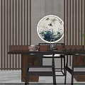 Modern Natural Wooden Tea Table and Chairs with Comfortable Seats and Tea Accessories
