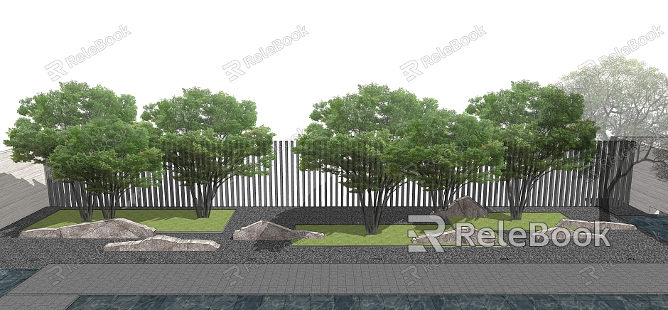 Modern Tree Stone Landscape model