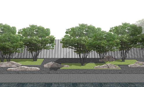 Modern Tree Stone Landscape 3d model