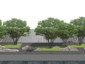 Modern Tree Stone Landscape 3d model