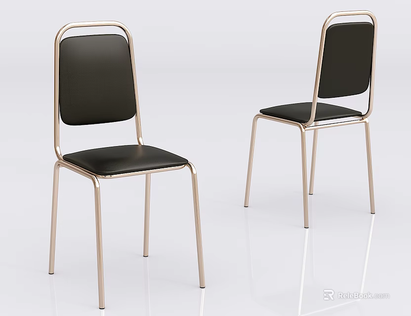 Modern Leisure Chairs With Black Seat Backrest And Sleek Metal Frame Design 3d model 