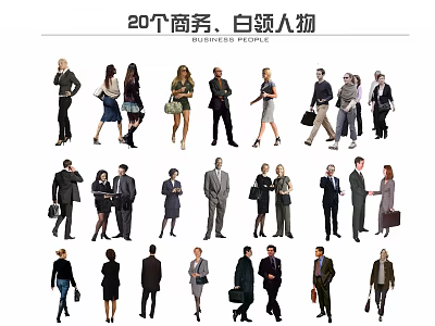Group of Diverse Business Professionals in Professional Attires with Briefcases and Formal Wear 3d model