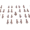 Array of Diverse Hands in Various Poses Arranged Neatly on Gray Background