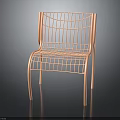 Pink Modern Metal Wireframe Chair With Grid Design And Sleek Frame 3d model
