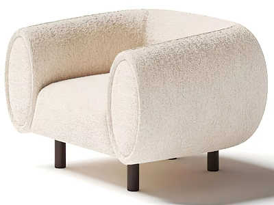 Cozy Beige Single Sofa With Rounded Armrests And Black Legs 3d model