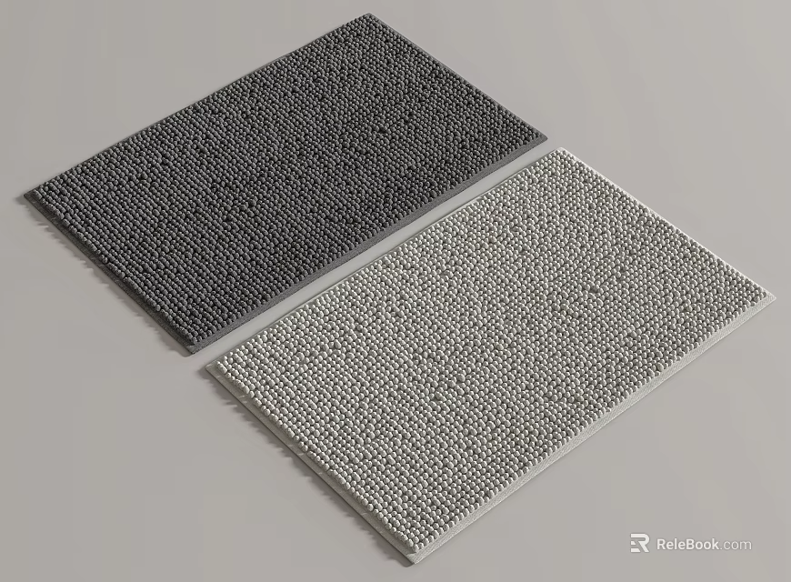 Stylish Square Rugs in Dark and Light Gray with Textured Surface for Home Decor 3d model 