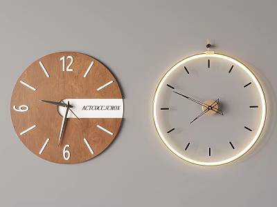 Two Stylish Wall Clocks With Different Designs 3d model