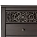 Dark Wood Dresser With Carved Drawers And Mirror For Bedroom Storage