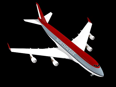 Northwest Airlines Red And White Airplane Exterior Design With Fuselage Wings And Engines 3d model