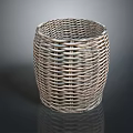 Handwoven Wicker Storage Basket For Household Items With Cylindrical Weave Design