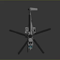 Detailed White Helicopter With Black Rotors And Blue Windows Design Model