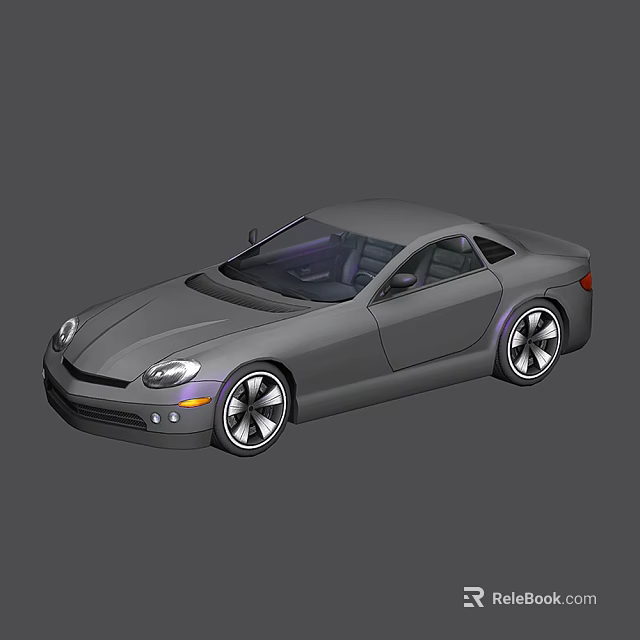 Gray Two Door Sports Car With Sleek Modern Design Black Alloy Wheels 3d model 