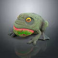 Cartoon Frog Character 3D Model with Green Body Yellow Eyes and Open Mouth