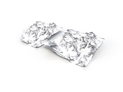Two Silver Textured Square Foil Pads With Metallic Shiny Wrinkled Surface 3d model