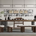 New Chinese Tea Table and Chair Combination Tea Table and Tea Set 3d model