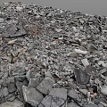 Construction Waste Materials With Scattered Broken Stones And Concrete Chunks On Ground 3d model