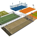 Various Colored Basketball Court Designs Featuring Fencing And Basketball Hoops