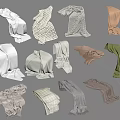 Assorted Colored Textile Scarves And Blankets With Checkered And Folded Styles