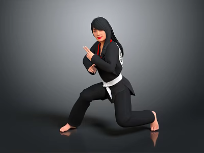 modern game character samurai martial arts woman female 3d model