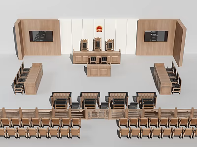Modern Court Table and Chair Combination Court Court Trial Chamber Furniture 3d model