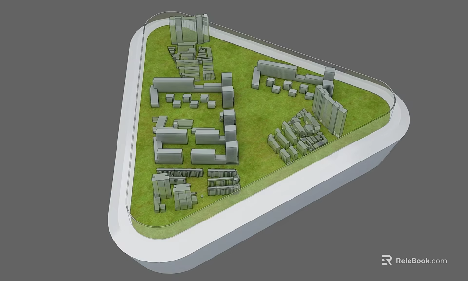 Sand Table Architectural Model With Green Grass And Building Structure Layout Design 3d model 