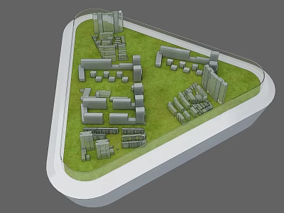 Sand Table Architectural Model With Green Grass And Building Structure Layout Design 3d model
