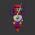 Cartoon Character Riding Purple Tricycle With Yellow Propeller And Red Seat