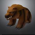 Brown Bear 3D Model With Fierce Expression Sharp Teeth And Claws