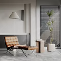 Modern sofa combination side table green plant carpet floor lamp 3d model