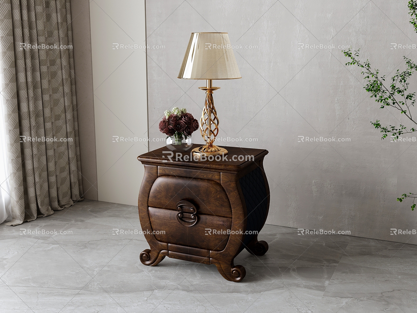 American bedside table 3d model