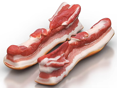 High Quality Fresh Raw Bacon Slices With Streaky Marbled Texture 3d model