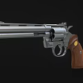 Classic Revolver Firearm With Silver Barrel And Wooden Grip Design 3d model