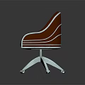 Red Padded Office Chair With Chrome Armrests And Swivel Metal Wheel Base