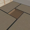 Traditional Japanese Tatami Floor Design With Sunken Platform And Woven Mats
