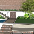 Modern Courtyard Sinking Courtyard Garden 3d model