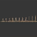 Wooden Scene Components With Various Length Sticks And Small Green Elements